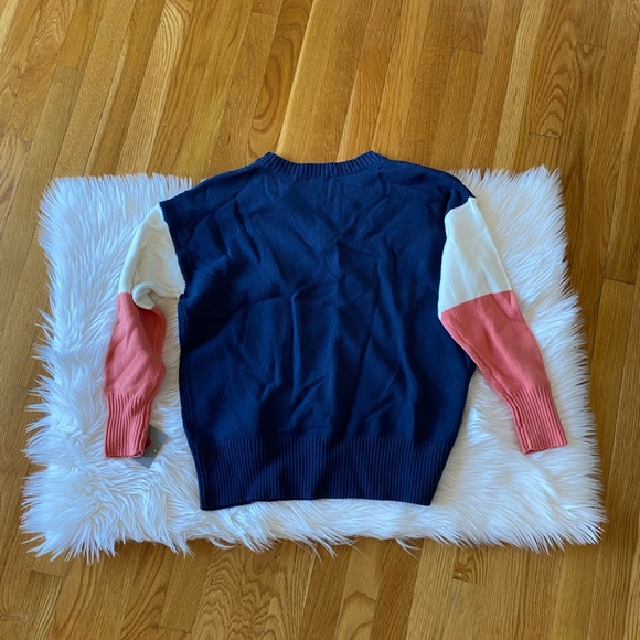 Falls Creek Navy Colorblock Sleeve Pullover Sweater - Picture 2 of 8